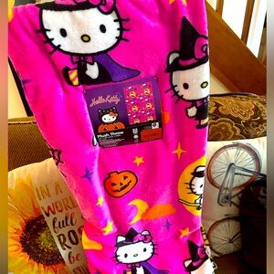 Hello Kitty Pink Witch Halloween Plush Blanket